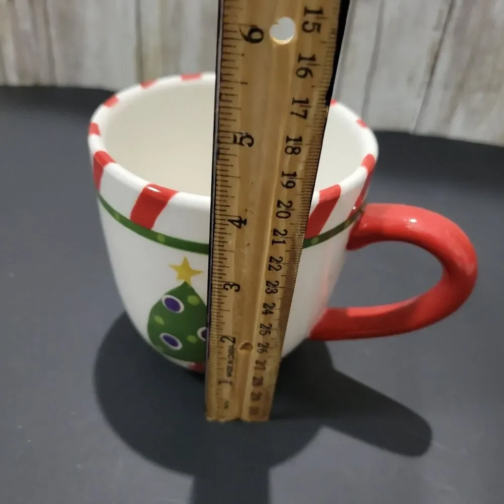 Pier 1 Coffee Mug Holiday Candy Cane Mug 3 3/4
